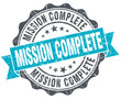 mission complete vintage turquoise seal isolated on white