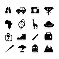 Wall Mural - Safari Icons Black