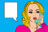 Fototapeta Młodzieżowe - pop art  retro woman in comics style talking on the phone