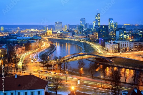 Fototapeta na szkło Vilnius Winter Panorama From Gediminas Castle Tower