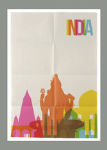 Travel India Landmarks Skyline Vintage Poster