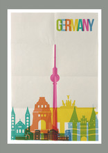 Travel Germany Landmarks Skyline Vintage Poster