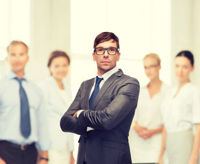 Sticker - attractive buisnessman or teacher in glasses