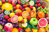  Fruits background healthy eating, dieting concept.