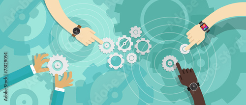 Cuadros en Lienzo vector working crowdsource engine gear people meeting