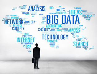 Wall Mural - big data storage information world map concept