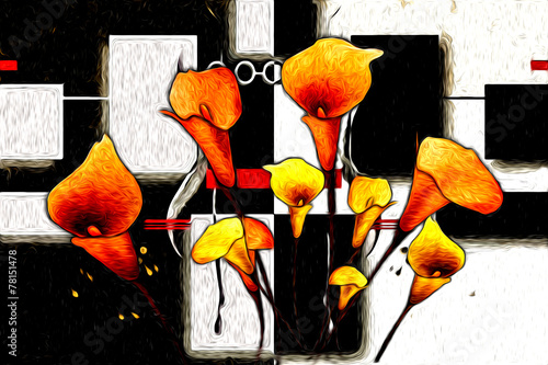 Plakat na zamówienie Abstract flower oil painting