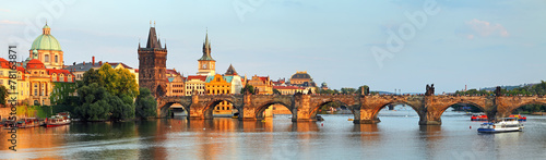 Obraz w ramie Panorama of Charles bridge in Prague, Czech republic