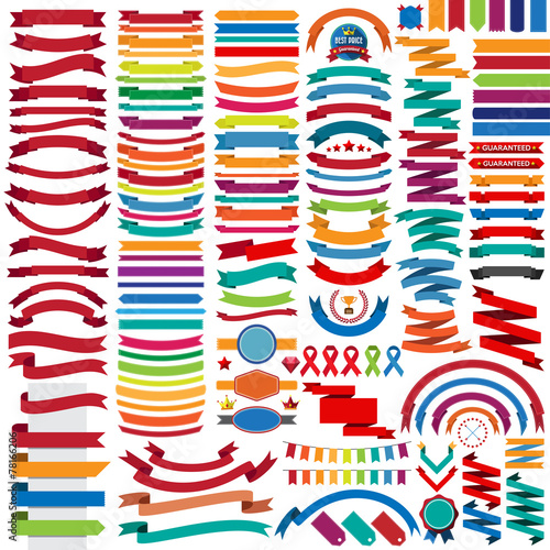 Fotografie, Obraz Mega collection of retro ribbons and labels