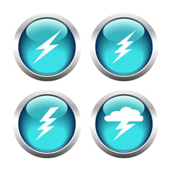 Set of buttons for web, lightning, Electricity, storm. Vector.