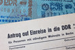 Antrag auf Einreise in die DDR
