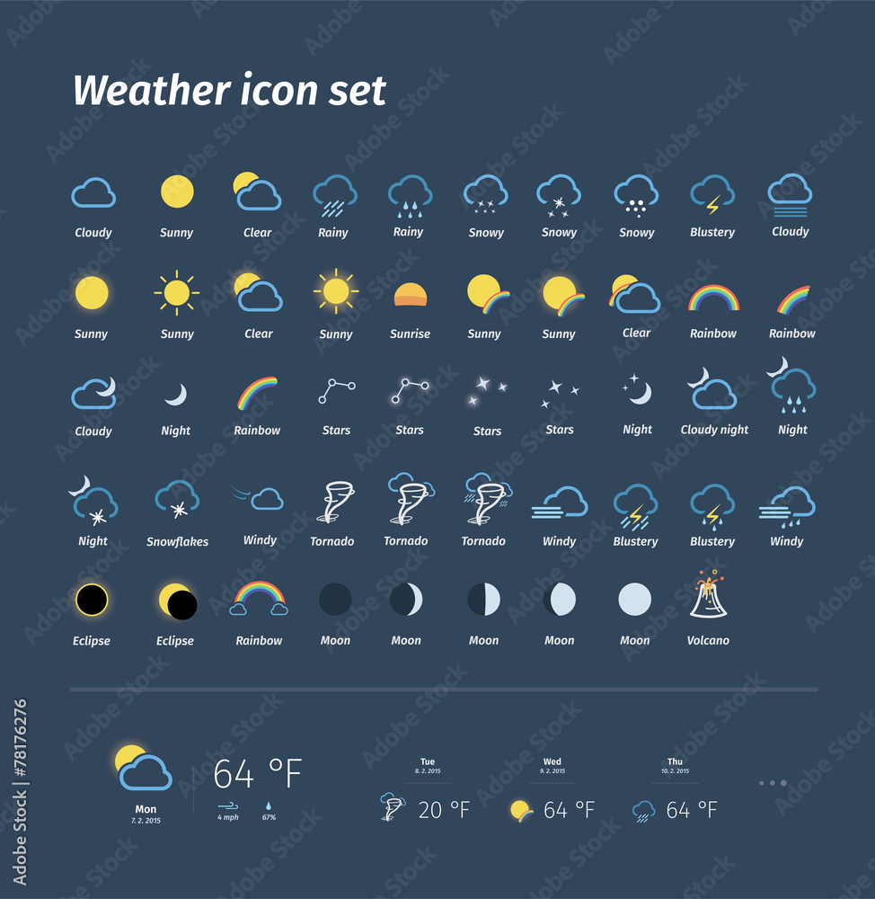 One Weather Icon Weather icon pack! Megapack, icon set. Stock Vector | Adobe Stock