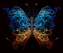 Butterfly Made Of Flourish Abstract Shapes