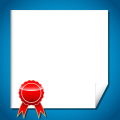 Wall Mural - certificate with red award label with ribbon