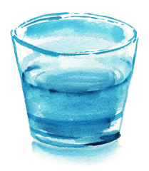 A glass of water on a white background