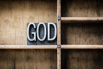 Wall Mural - God Letterpress Type in Drawer