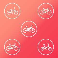 Canvas Print - Electric Bike and other bikes white round icons vector, eps10