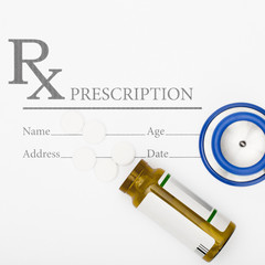 Wall Mural - Medical prescription with pills and stethoscope