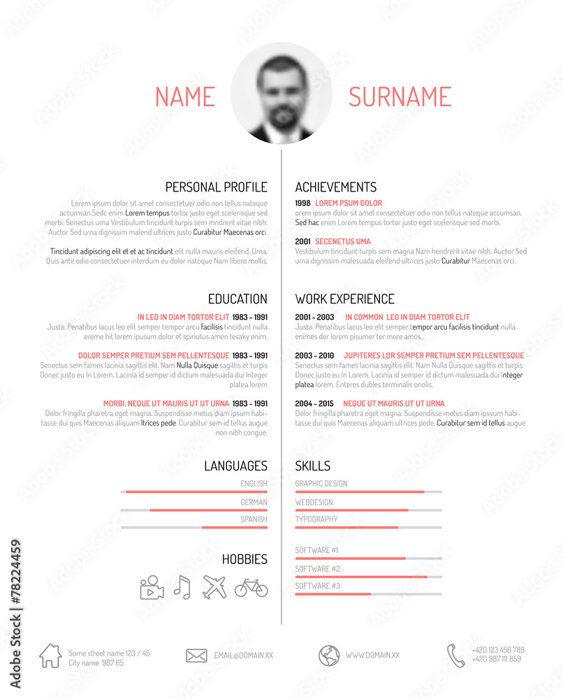 cv / resume template Stock Vector | Adobe Stock
