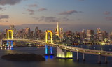 Fototapeta Mosty linowy / wiszący - View of Tokyo Bay , Rainbow bridge and Tokyo Tower landmark