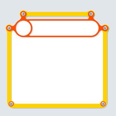 yellow frame for text with screws and frame for headline