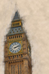 Wall Mural - Artistic paint effect view of Big Ben, London
