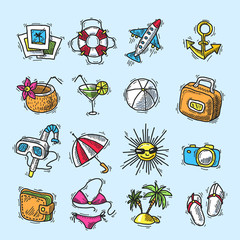 Wall Mural - Summer vacation icon set