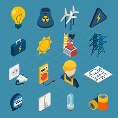 Sticker - Electricity Isometric Icons