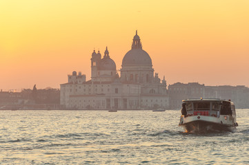 Wall Mural - Boats on the Grand Canal in Venice Basilica of Santa Maria della