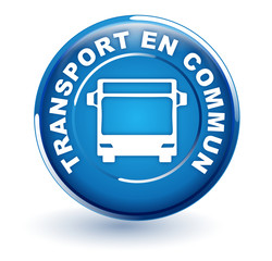 Poster - transport en commun sur bouton bleu