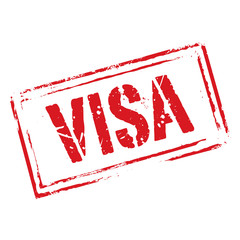 Wall Mural - Red vector grunge stamp VISA