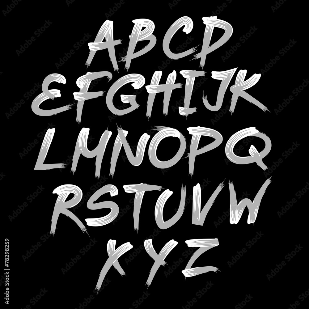 Vector alphabet. Hand drawn letters. written with a brush. Stock Vector ...