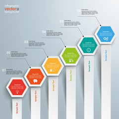 Wall Mural - hexagon chart growth bars