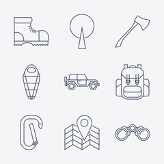 Outline stroke Camping icons.