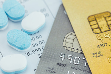 credit card and Medicine pills