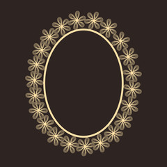 Sticker - Beautiful floral design decorated frame in oval shape.