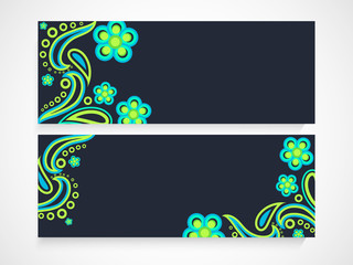 Wall Mural - Website header or banner set with floral design.