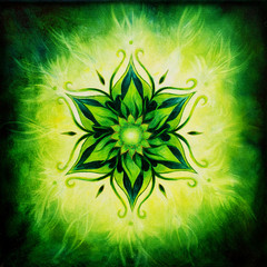 Poster - Flower Mandala on a green background