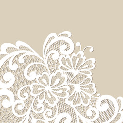 Wall Mural - Black vector lace corner