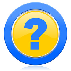 Poster - question mark blue yellow icon ask sign