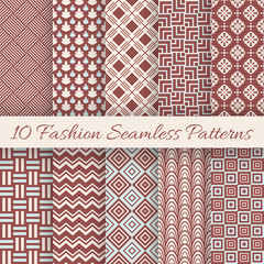 Wall Mural - fashion marsala color seamless pattern set. vector illustration
