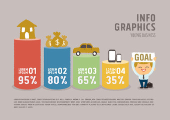 Info graphics Businessman dream concept - freehand drawing vecto