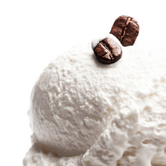 Vanilla Soft Ice Cream in blue bowl isolated over white Backgrou