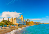 Fototapeta  - beautiful bay and the municipal building in Kos island in Greece