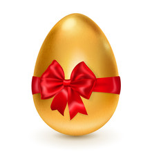 Golden Egg With Red Bow