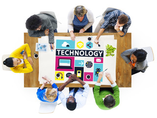 Canvas Print - technology social media networking online digital concept