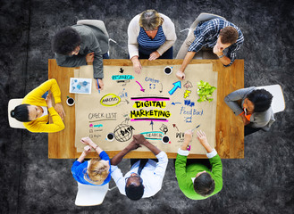 Wall Mural - digital marketing branding strategy online media concept