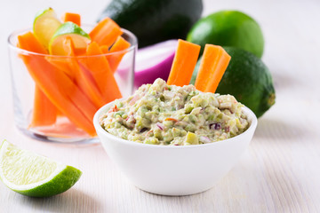 Healthy homemade guacamole, avocado  dip