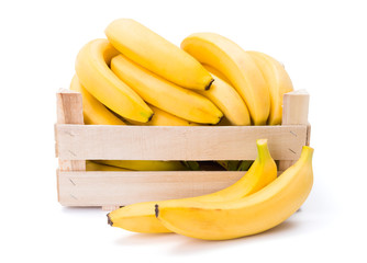 Bananas in wooden crate