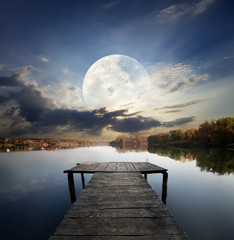 Pier under moon